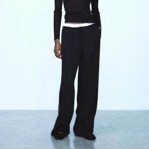 NWT ZARA BOXER PANTS WITH SIDE PIPING BLACK